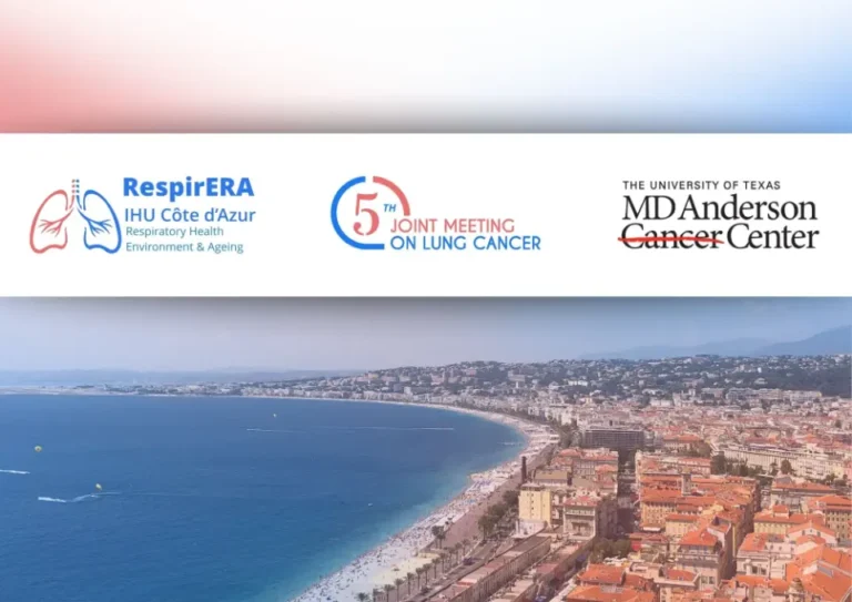 Affiche du 5th Joint Meeting on Lung Cancer à Nice 2025 coorganisé par IHU RespirERA et MD Anderson Cancer Center