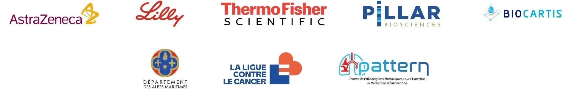 5th JMLC - partenaires - AstraZeneca_Lilly_ThermoFisher_Pillar_Biocartis_Département des Alpes-Maritimes_Ligue contre le Cancer_Pattern