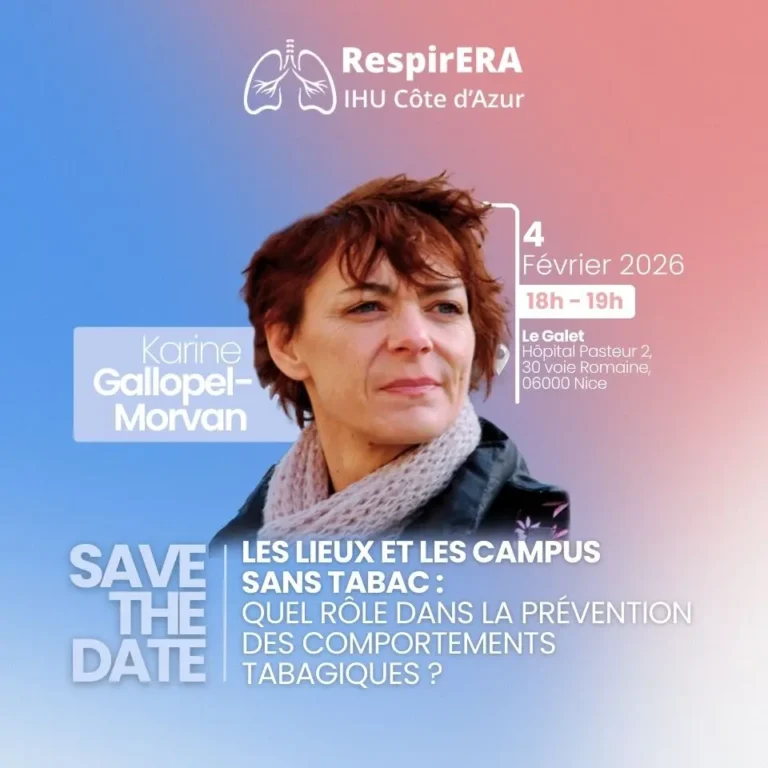 Conférence de la Pr Karine Gallopel-Morvan à Nice le 4 février 2026 sur les lieux et campus sans tabac et la prévention du tabagisme.